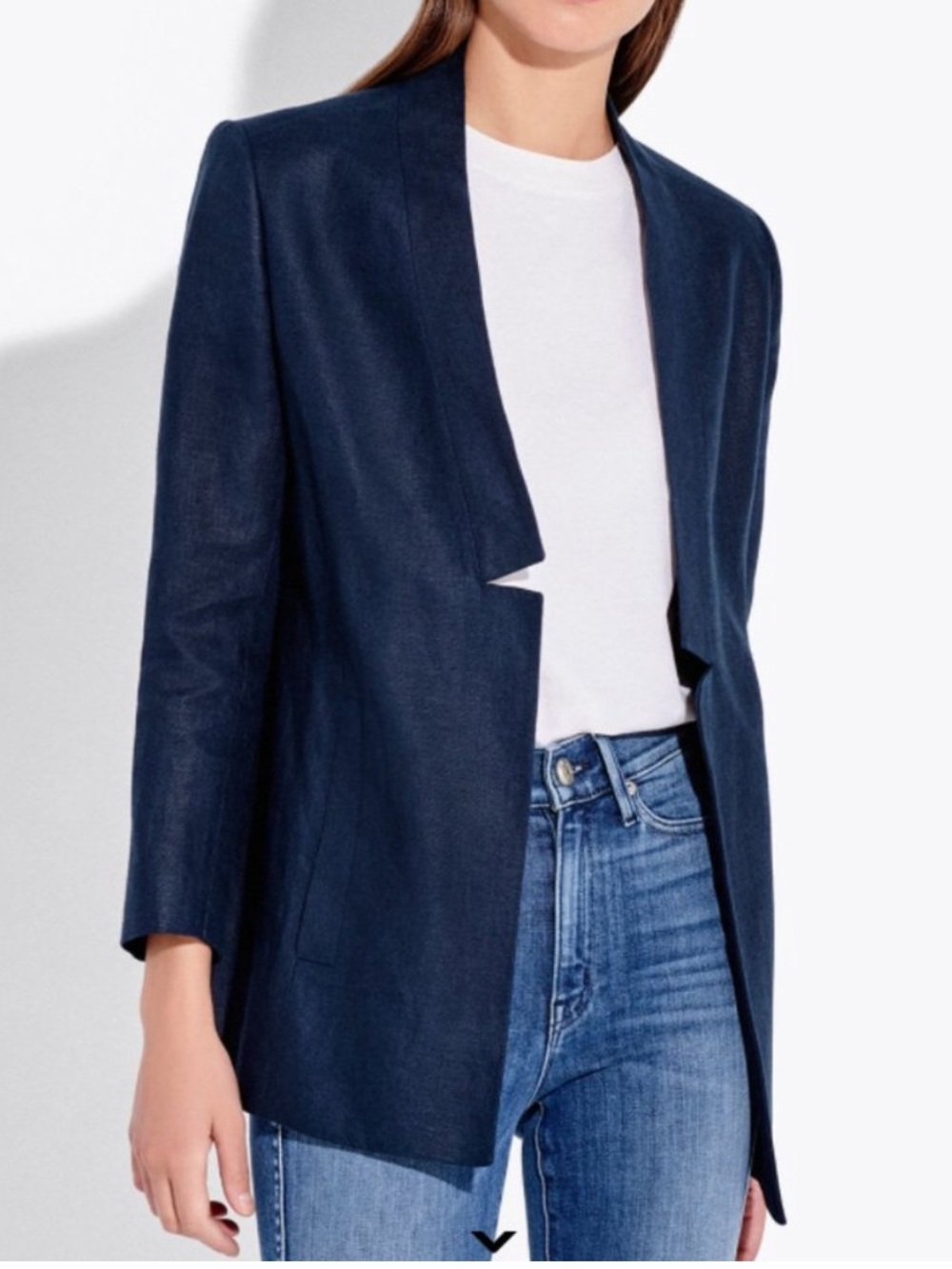 AYR The Coup Blazer Navy Blue 100% Linen Women’s Jacket